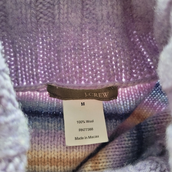 J.Crew 100% Wool purple stripped turtleneck sweater - Picture 2 of 8